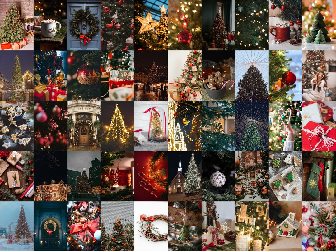 Christmas Wall Collage, Printable Wall Collage, 50 Pieces, 4x6 Inch Images, Digital Download