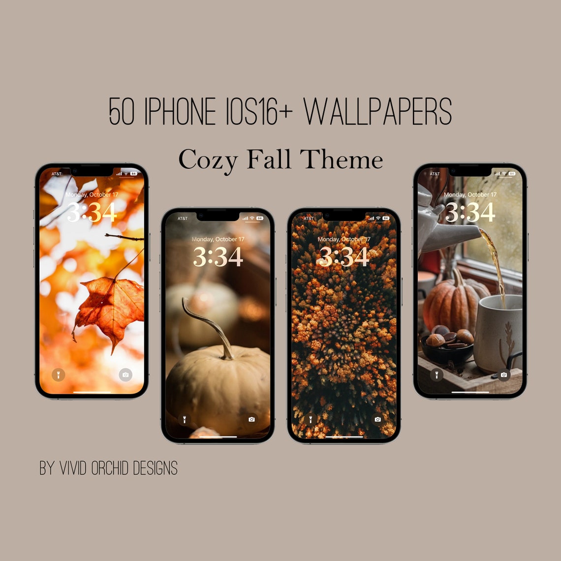Cozy Fall iPhone Ios16+ Wallpaper Bundle, Fall Lock Screens, 50 High ...