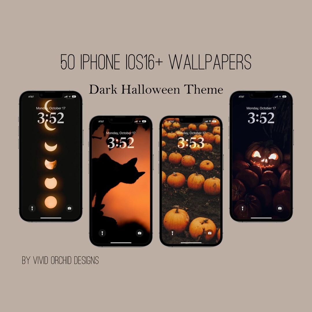 Dark Halloween iPhone Ios16+ Wallpaper Bundle, Halloween Lock Screens
