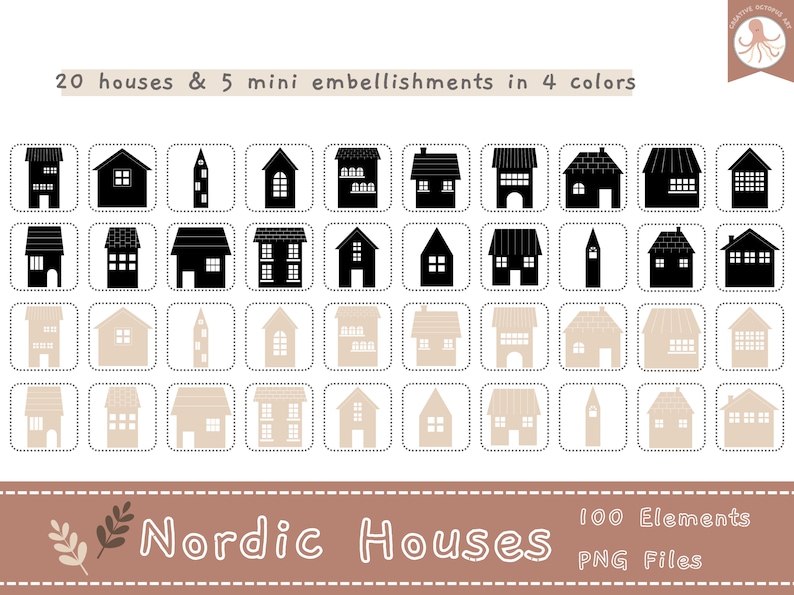 Nordic Houses Clipart Scandinavian Houses Clipart Etsy