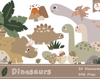 Cute Dinosaur Clipart | Dino clipart | dinosaur PNG | dinosaur clipart | Jurassic clipart | dinosaur party clipart | T-rex | triceratops