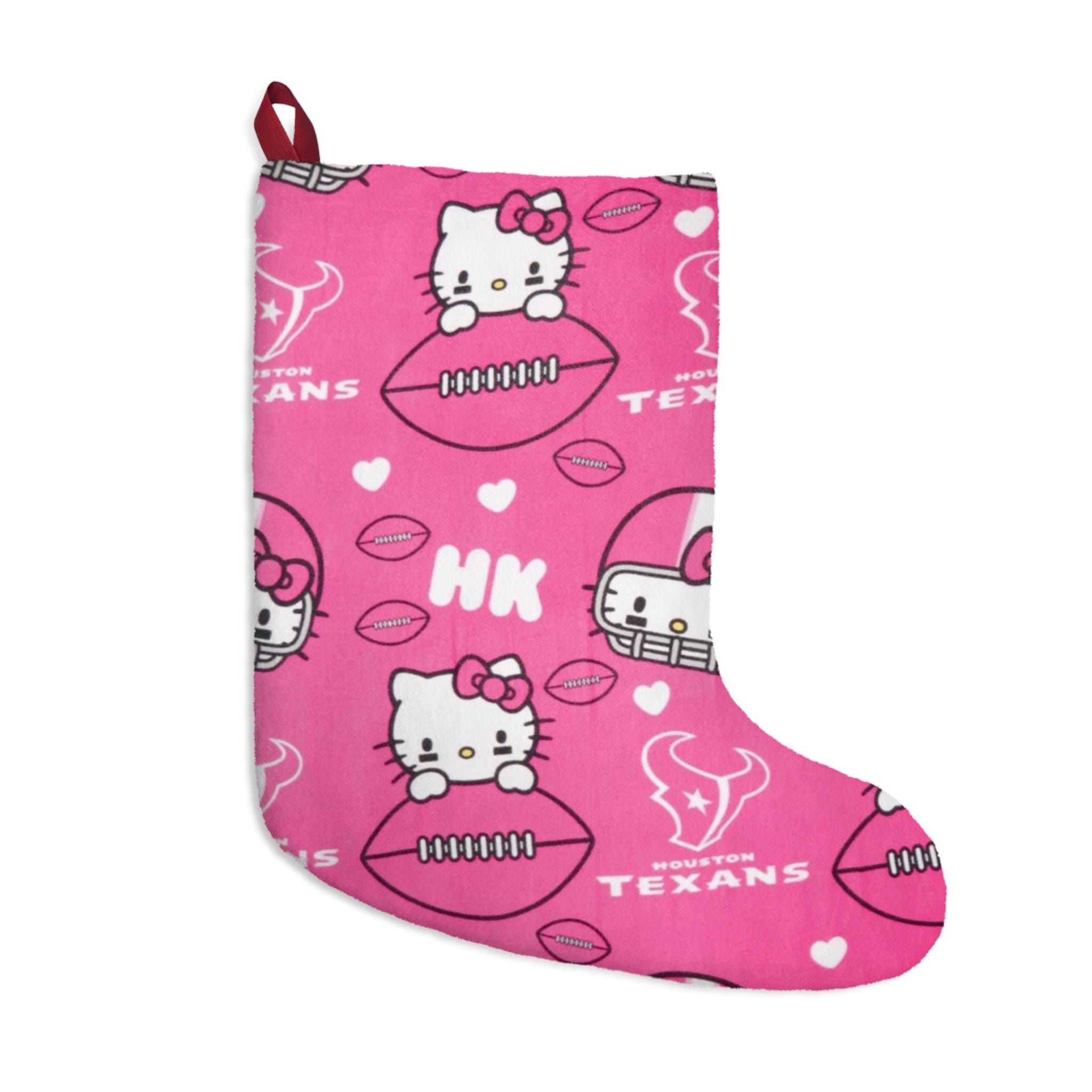 Discover Merry Retro Texans Football Kitty Houston football Pink Christmas Tree Cat Holiday Dorm Alumni Fan Stocking Gift