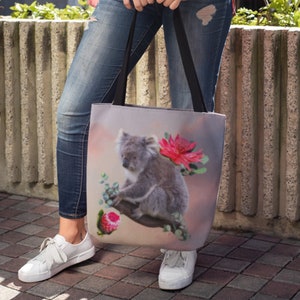 Koala Tote Bag, Tote Bag, Koala Bear Tote, Totes, Bags, Animal Tote, Shopping Bag, Gift for Mom, Gift for Her, Koala Gift, Shoulder Bag