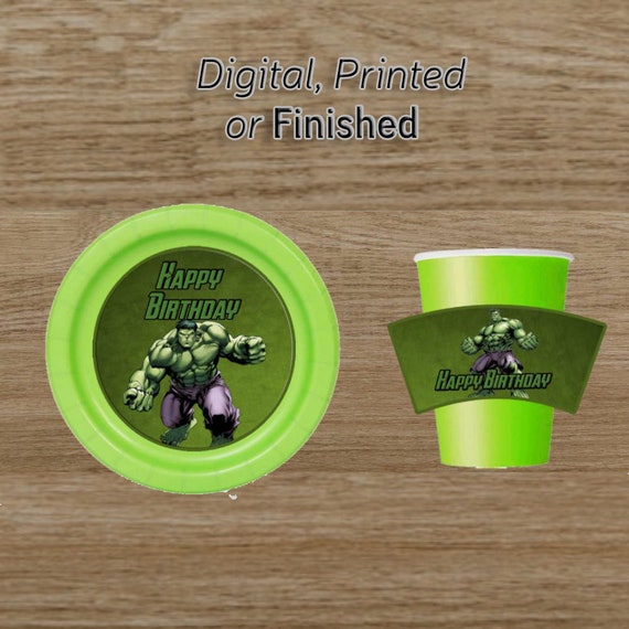 The Hulk Plates and Cups Labels Digital Printed and Etsy