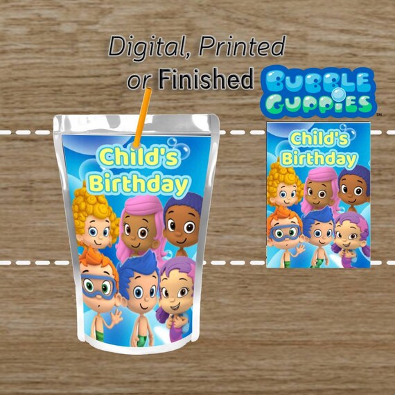 Bubble Guppies Juice Pouch Labels Digital Printed or Etsy