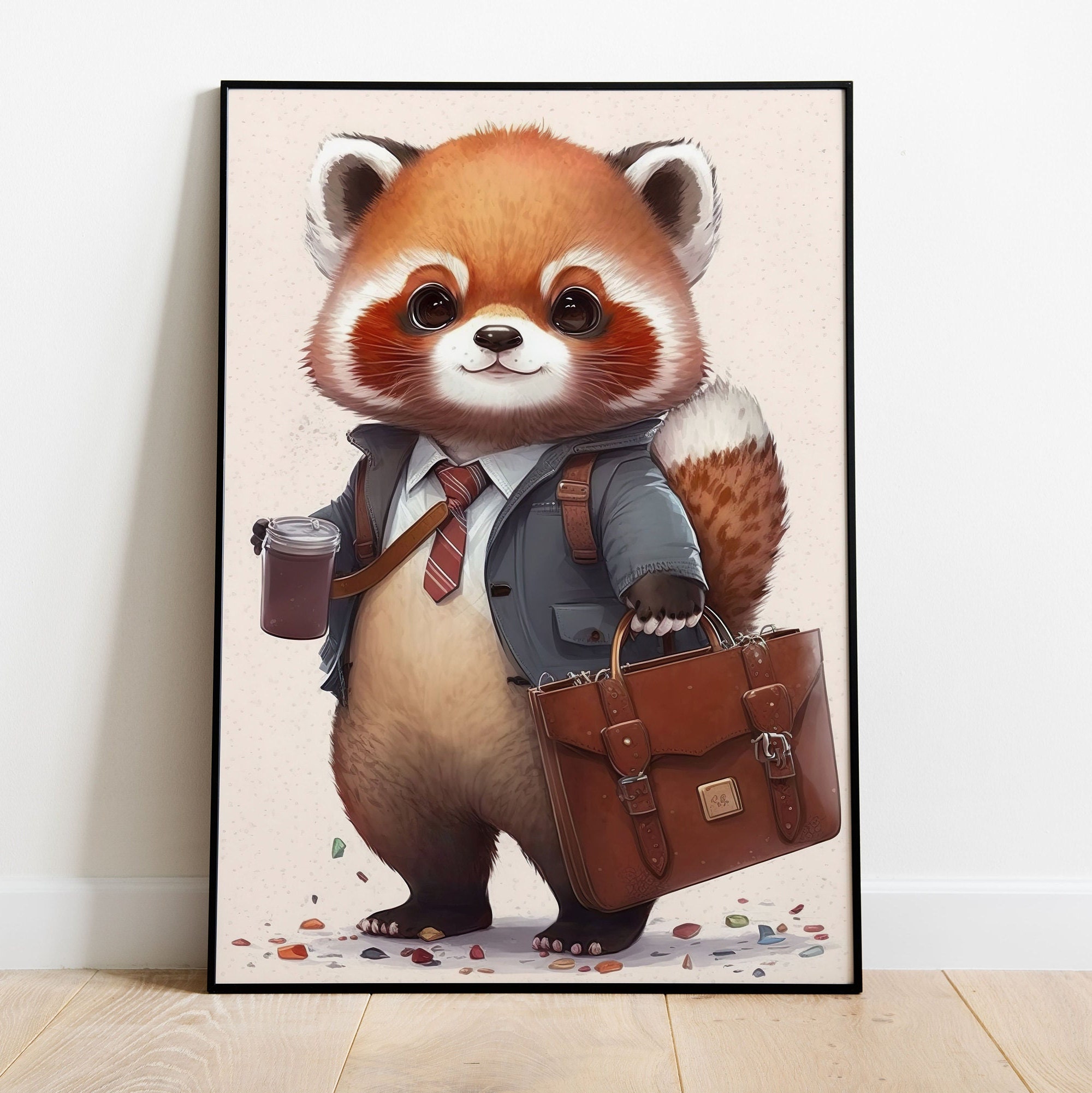 Red Panda Wall Art Funny Red Panda Wall Art Nursery Dressed Animals