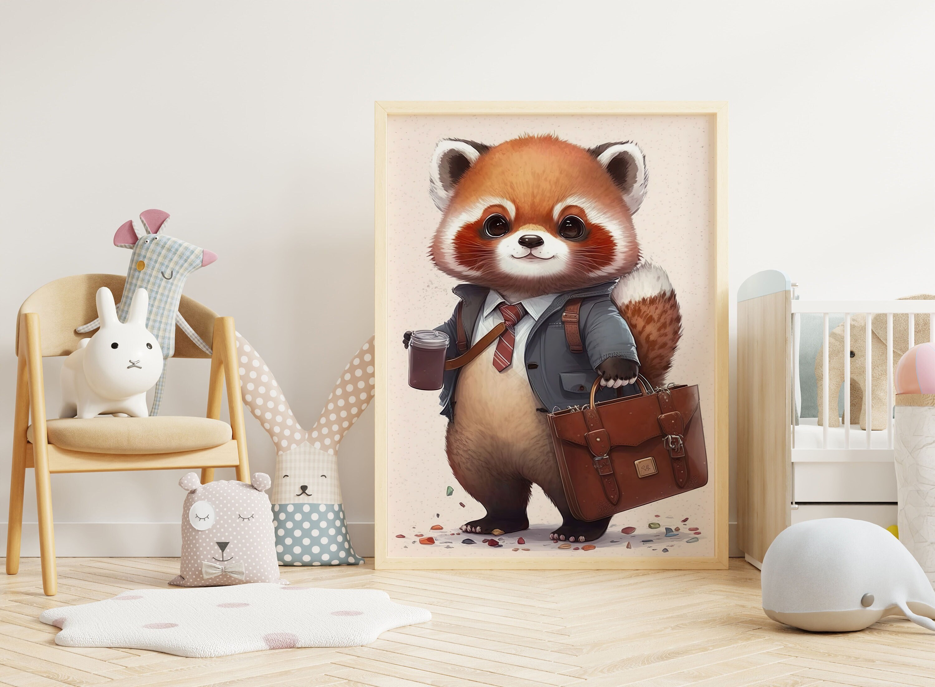Red Panda Wall Art Funny Red Panda Wall Art Nursery Dressed Animals