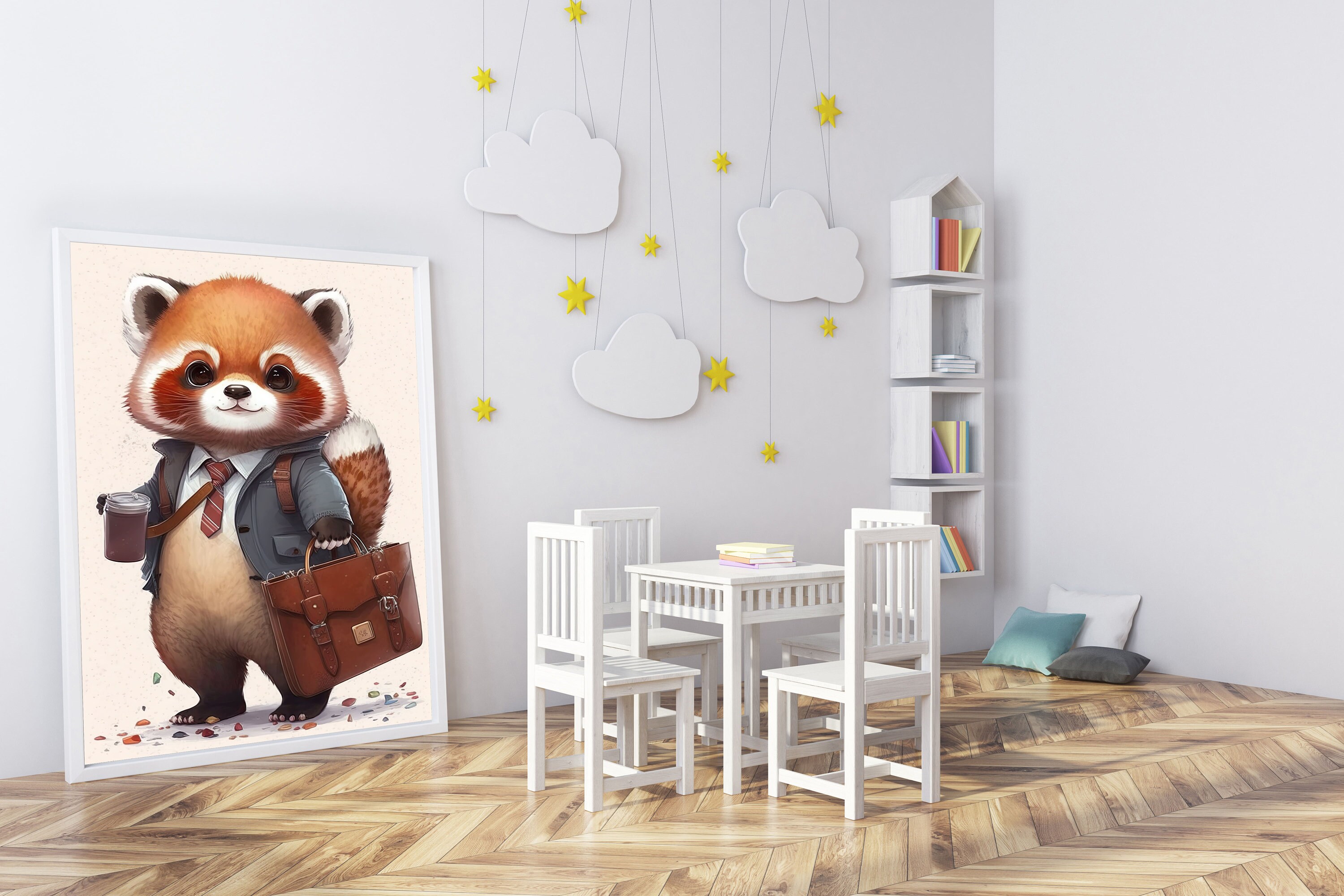 Red Panda Wall Art Funny Red Panda Wall Art Nursery Dressed Animals