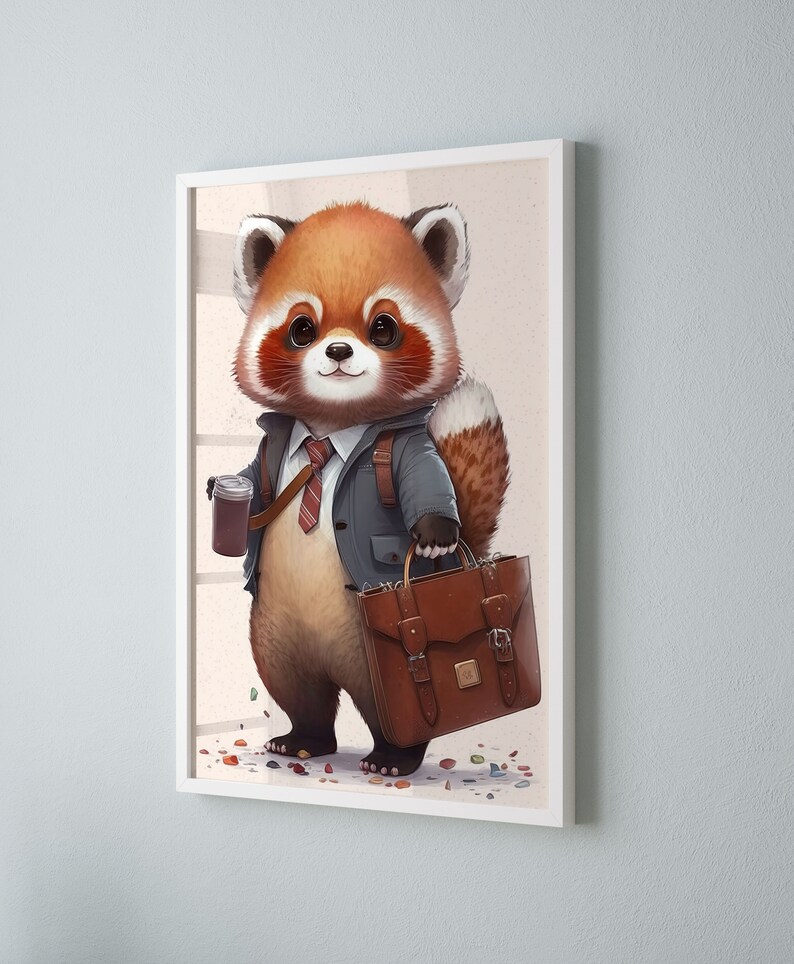 Red Panda Wall Art Funny Red Panda Wall Art Nursery Dressed Animals