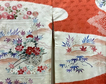 Antique Embroidered Japanese Shogun Furisode Kimono