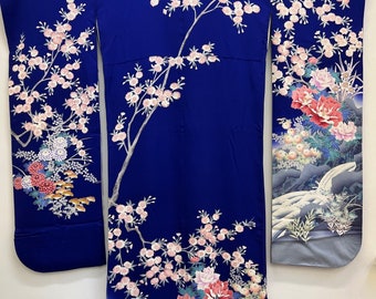 Antique Japanese Silk Cherry Blossom Furisode