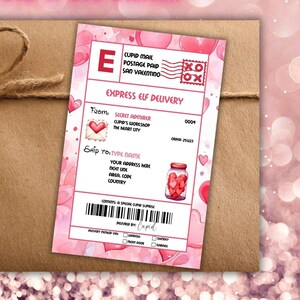 Custom Valentine's Day Shipping Label Template, Cupid Mail Shipping Labels, Valentine's Gift Tag Stickers Template