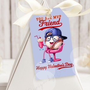 Baseball Valentine Gift Tag, Tween Valentines, PRINTED Valentine Treat Bag Classroom Valentines, Valentine's Day Cards for Kids