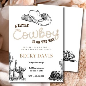 Cowboy Baby Shower Invitation Template: Wild West Rodeo (Digital Download)