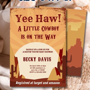 Cowboy Baby Shower Invitation: Wild West Rodeo Theme (Digital)
