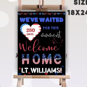 Personalized Military Homecoming Sign, Instant Download, Patriotic Digital Poster, Veteran Return, Military Welcome Home Sign, z26