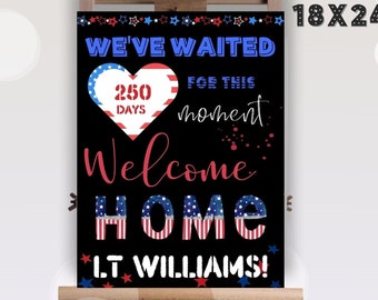 Personalized Military Homecoming Sign: Patriotic Welcome Home Poster (Digital Download)