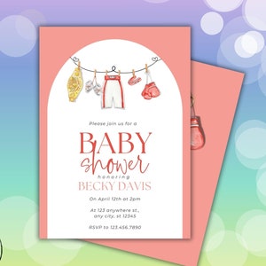 Boxing Baby Shower Invitation Template, Boxing Knockout Party Invite, z37