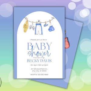 Boxing Baby Shower Invitation Template, Boxing Knockout Party Invite, z37