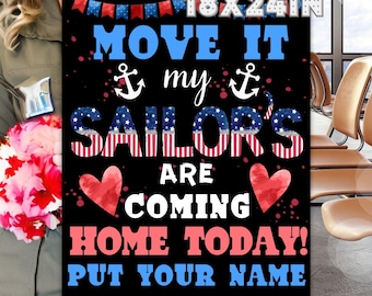 Sailor Homecoming Back from Deployment Sign - Editable in Canva, Chalkboard Printable Custom, z26