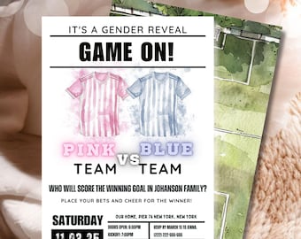Soccer Gender Reveal Invitation: Pink vs Blue (Digital Download)