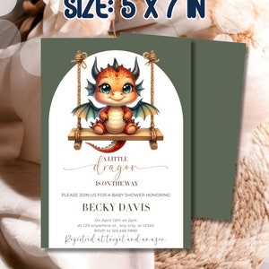 Dragon Baby Shower Invitation: Fairytale Theme (Digital Download)