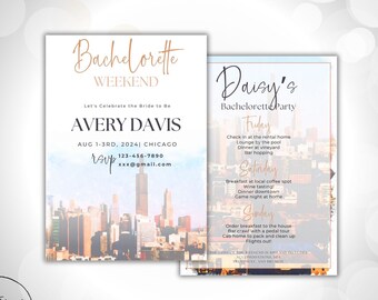 Chicago Bachelorette Itinerary & Invite Template (DIY Editable Canva)