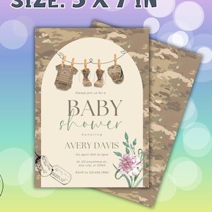 Army Baby Shower Invitation, OCP Camo Theme Baby Shower Invite, Multicam pattern, US Military, z26