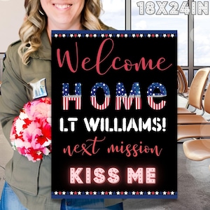 Personalized Military Homecoming Sign, Instant Download, Patriotic Digital Poster, Veteran Return, Military Welcome Home Sign, z26