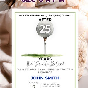 Editable Golf Retirement Party Invitation – Time to Tee Off! – Digital DIY Canva Template