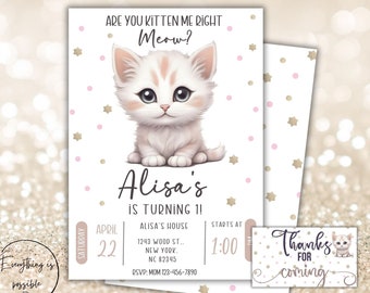 Cat Birthday Invitation: Editable Purrfect Party (Digital Download)