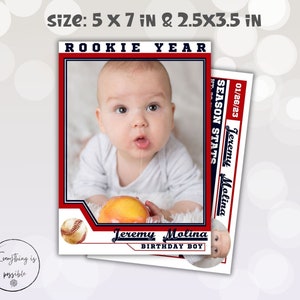 Baseball Player Card, Rookie of the Year, Most Valuable Player, All Star, Little Slugger, 1st Birthday, Rookie Card, z1