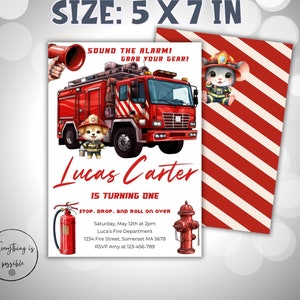 Firetruck Birthday Invitation: Editable Firefighter Party Invite (Digital Download)