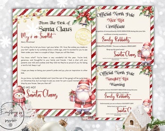 Christmas Letter From Santa, Nice List certificate, Printable North Pole Letter From Santa Claus, z4r