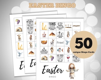 Printable Religious Easter Bingo Game, Easter Game for Kids, Christian Easter Bingo, z27