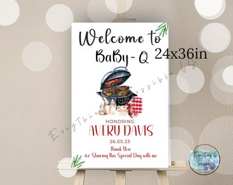 BBQ Baby Shower Welcome Sign, Barbecue baby shower theme Decor, BBQ Baby Shower Decor, z52