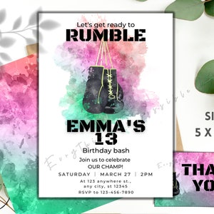 Boxing birthday invitation, Boxing Party invite, sports birthday, Boxer birthday, Editable card design, z37