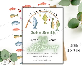Fishing Retirement Party Invitation, Digital Download Fishing Party Invitation, Adult Men's Surprise Invitation