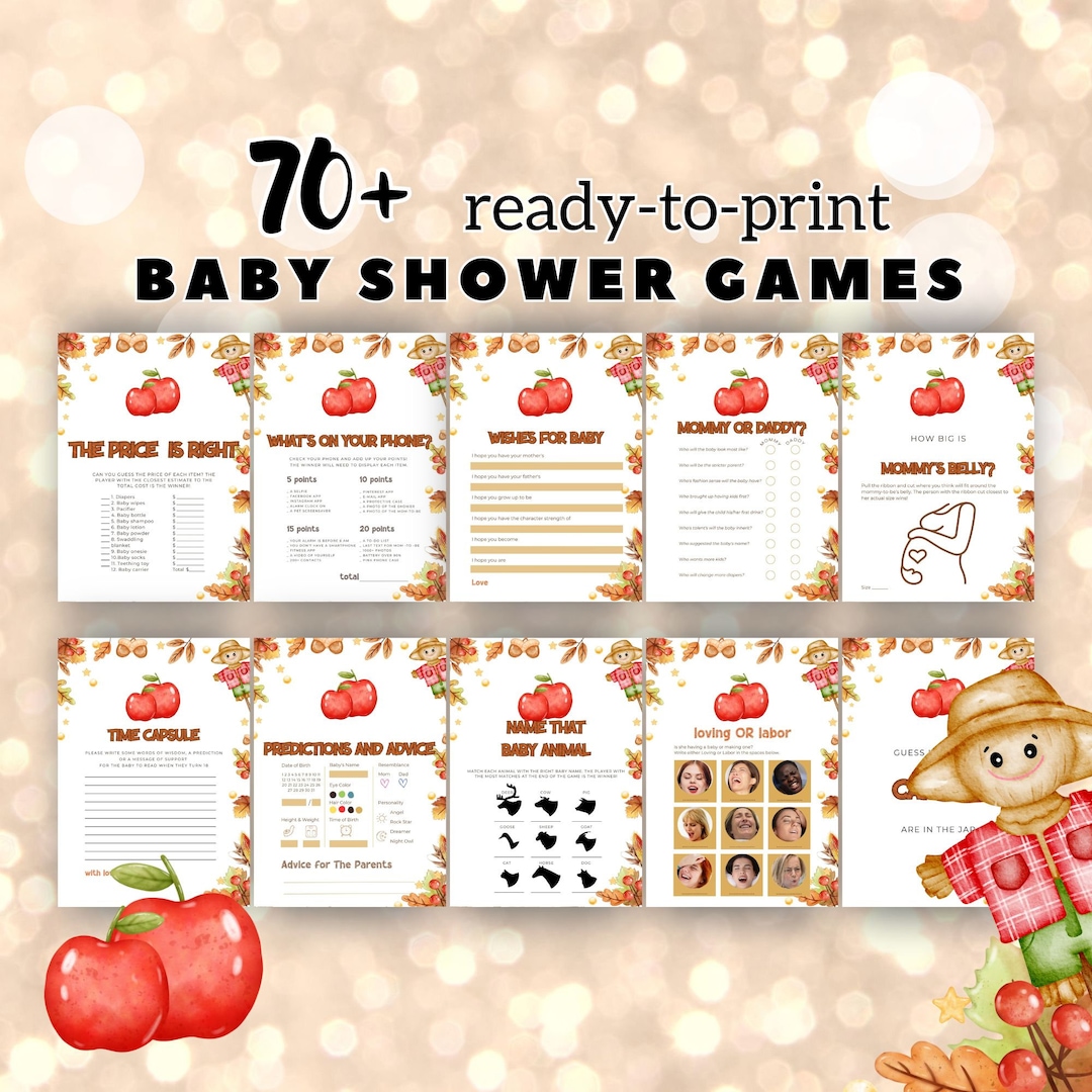 Fall Baby Shower Games Printable, Autumn Baby Shower Games Bundle, Z55 ...