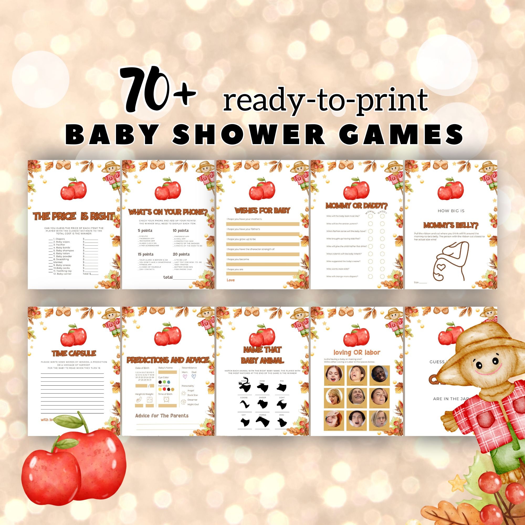 Fall Baby Shower Games Printable Autumn Baby Shower Games - Etsy