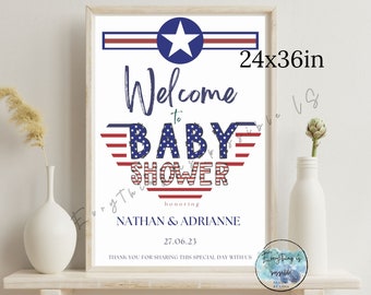 Fighter Pilot Baby Shower Welcome Sign, Air Force welcome sign, Maverick theme welcome sing, z36