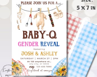 BBQ Gender Reveal Invitation: BabyQ Cookout (5x7 in) (Digital Download)