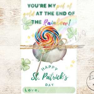 St. Patrick's Day Tag Pot of Gold, Ready to Print St. Partick's Favor Tags, Glassroom Treats Gift, z21 p12