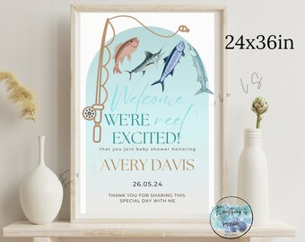 Fishing Baby Shower Welcome Sign: Reel Excited Theme (Digital Download)