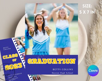Photo Graduation Party Invitation, Class of 2026 Graduation Party Invitation, Match School Colors Graduation
