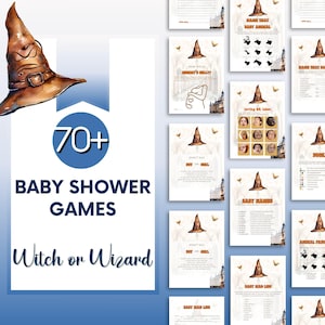 Wizard Baby Shower Games, Witch Baby Shower Games Bundle, Magic School Baby Shower Activities, digital download, Harry, z22