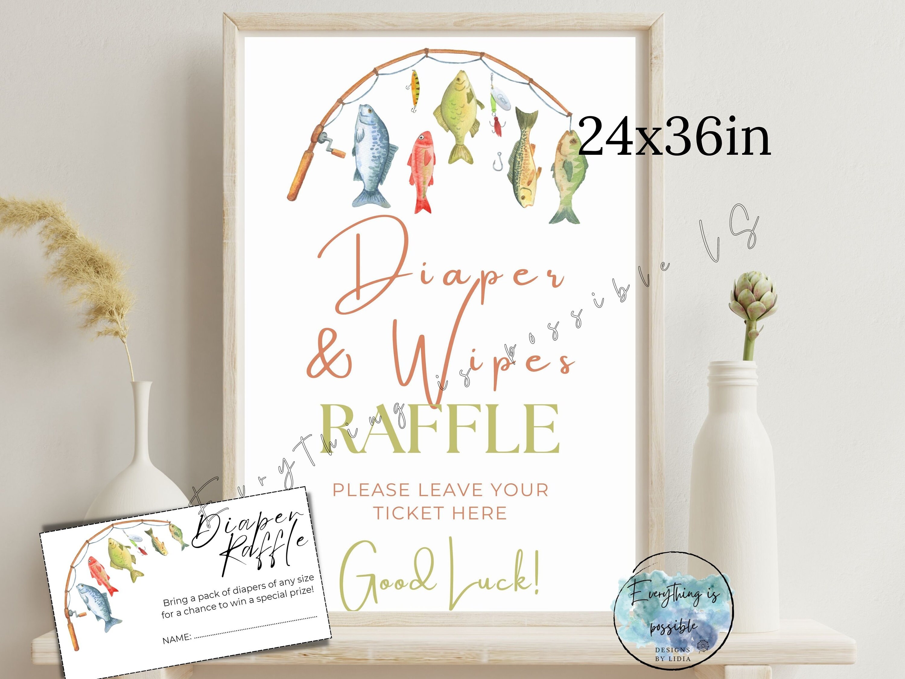 Fishling Ruffle Fishing Baby Shower Diaper Raffle Sign & Tickets (digital Download) - Etsy