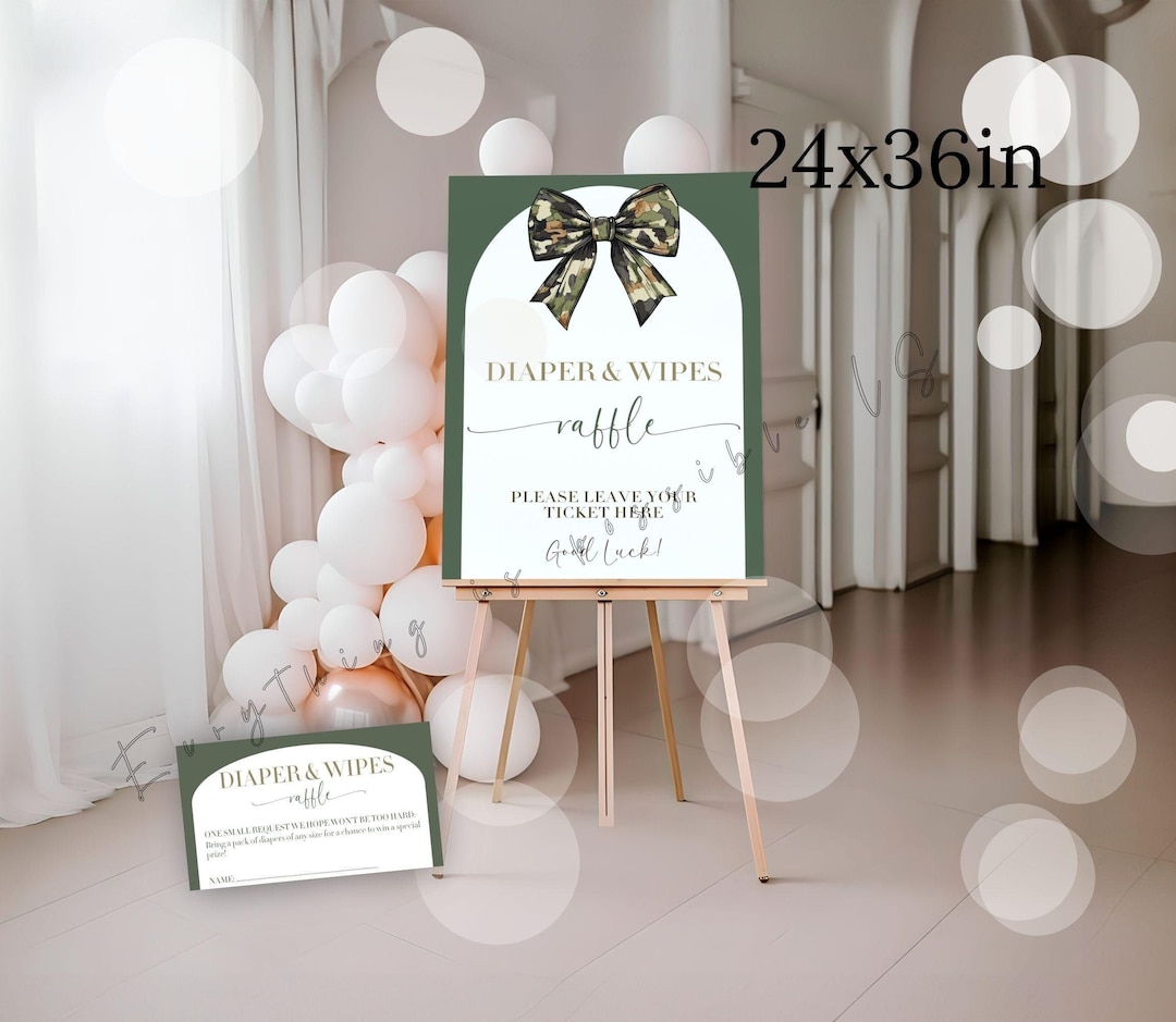 Camo Bow Diaper Raffle Sign: Hunting Baby Shower (digital Download) - Etsy