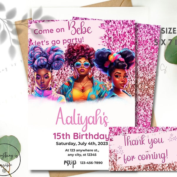 African American Teen Girl Invitation Etsy african-american-teen-girl-invitation-etsy