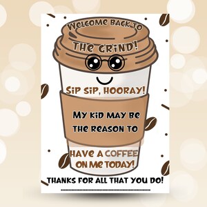 Editable Teacher Coffee Gift Card Holder: Appreciation Printable (Digital Download)